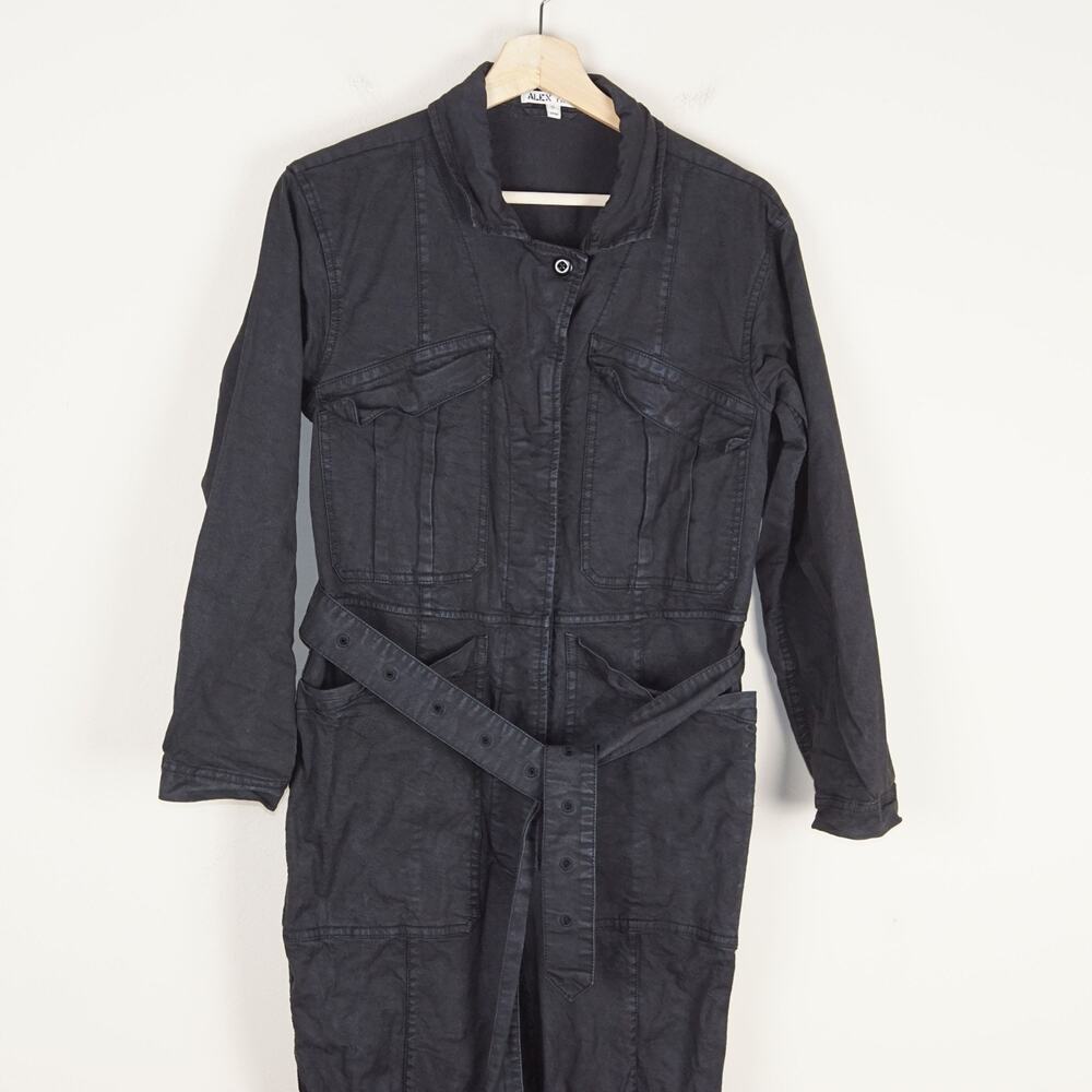 Alex Mill Expedition Cropped Tencel Cotton Blend Black Twill Jumpsuit Womens S
